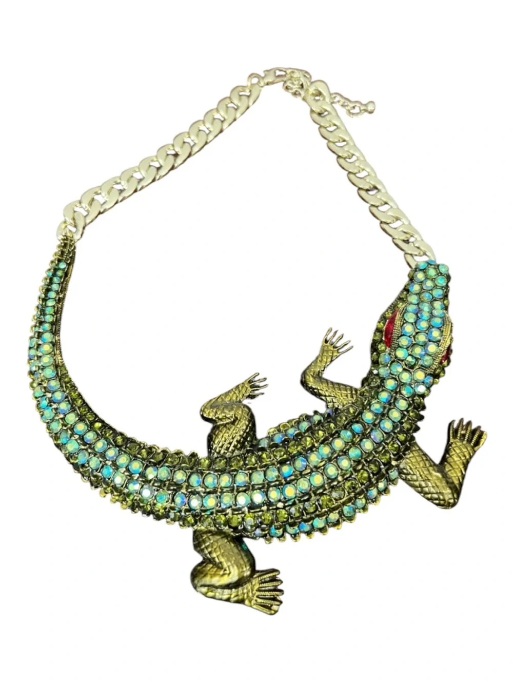 Eye Candy Los Angeles Alligator Gecko Statement Bib Collar Necklace